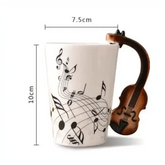 Creative Music Violin Style Guitar Ceramic Mug Coffee Tea Milk Stave Cups with Handle Coffee Mug Novelty Gifts Home Decor by Dropshee