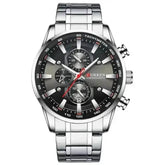 Curren Silver Blue Quartz Mens Watch men&