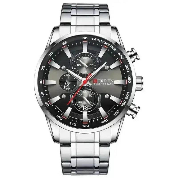Curren Silver Blue Quartz Mens Watch men&