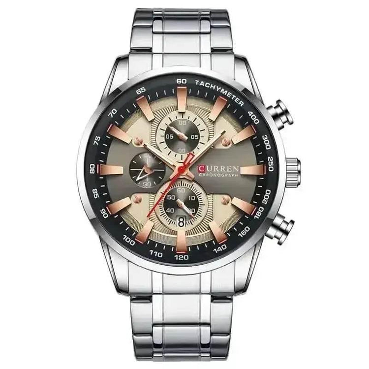 Curren Silver Blue Quartz Mens Watch men&
