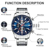 Curren Silver Blue Quartz Mens Watch men&