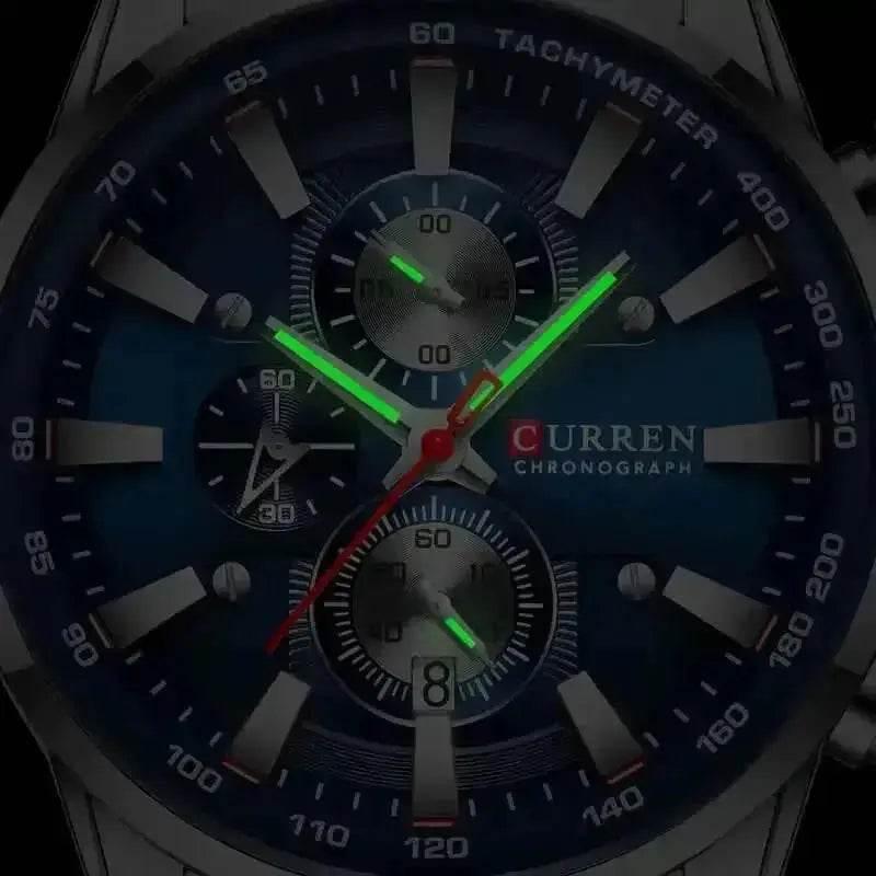 Curren Silver Blue Quartz Mens Watch men&