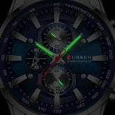 Curren Silver Blue Quartz Mens Watch men&