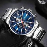 Curren Silver Blue Quartz Mens Watch men&
