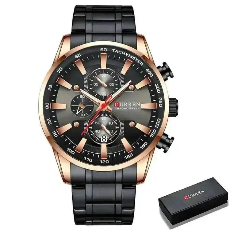 Curren Silver Blue Quartz Mens Watch men&