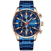 Curren Silver Blue Quartz Mens Watch men&