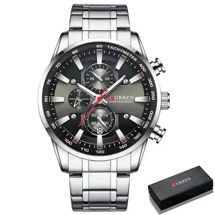 Curren Silver Blue Quartz Mens Watch men&