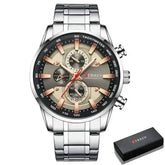 Curren Silver Blue Quartz Mens Watch men&