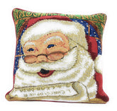 DaDa Bedding Naughty or Nice Santa Claus Christmas Woven Tapestry Throw Pillow Cover - 16" x 16" Throw Pillow Covers by DaDalogy Bedding Collection