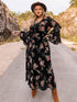 Plus Size Floral Flare Sleeve Dress women Attire by Trendsi