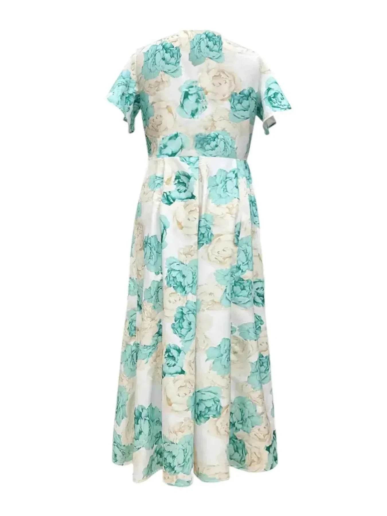 Plus Size Floral Print V-Neck Maxi Dress with Flutter Sleeves women Attire by Trendsi