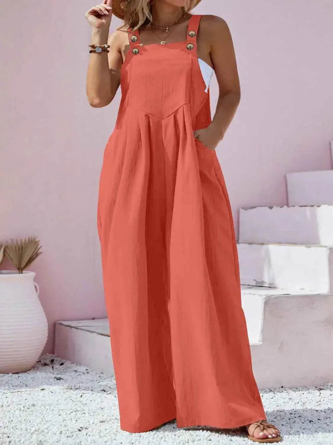 Plus Size Square Neck Wide Leg Overalls women Attire by Trendsi
