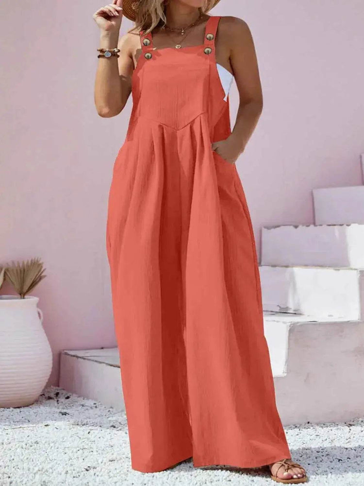 Plus Size Square Neck Wide Leg Overalls women Attire by Trendsi