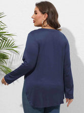Plus Size Round Neck Long Sleeve Slit T-Shirt women Attire by Trendsi