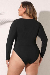Plus Size Round Neck Long Sleeve Bodysuit women Attire by Trendsi