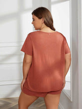 Plus Size Round Neck Short Sleeve Two-Piece Loungewear Set women Attire by Trendsi