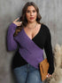Plus Size Two-Tone Surplice Neck Sweater women Attire by Trendsi
