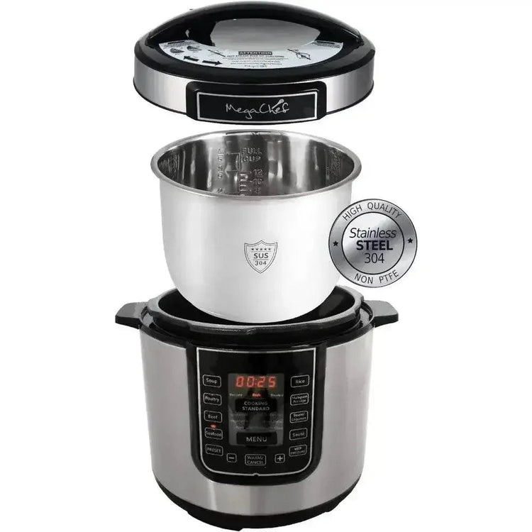 Digital Pressure Cooker, Silver, 6 quart, Multifunctional cookware, Preset Timer, Stainless Steel Electric Pressure Cooker by Dropshee