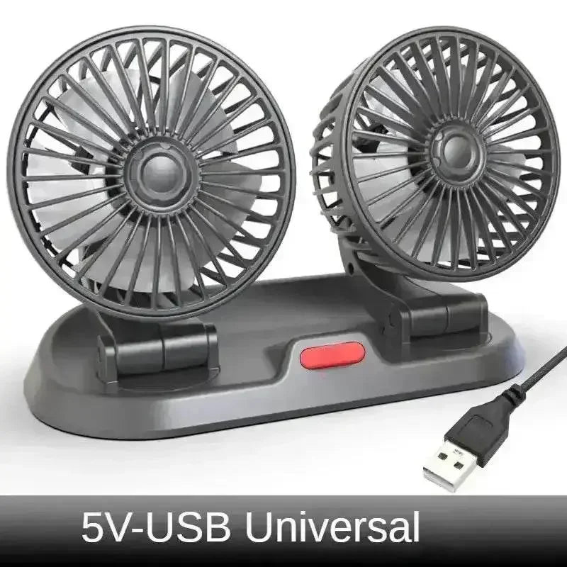 Dual Head Car Fan USB 12V 24V Adjustable Auto Accessories by DSERS