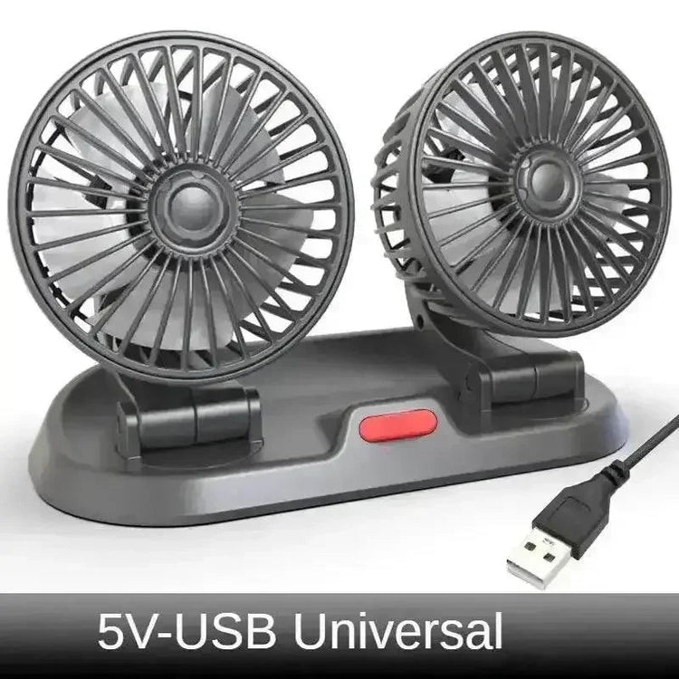 Dual Head Car Fan USB 12V 24V Adjustable Auto Accessories by DSERS