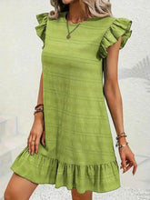 Plus Size Ruffle Hen Cap Sleeve Mini Dress women Attire by Trendsi
