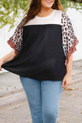 Plus Size Printed Color Block Ruffled Blouse women Attire by Trendsi
