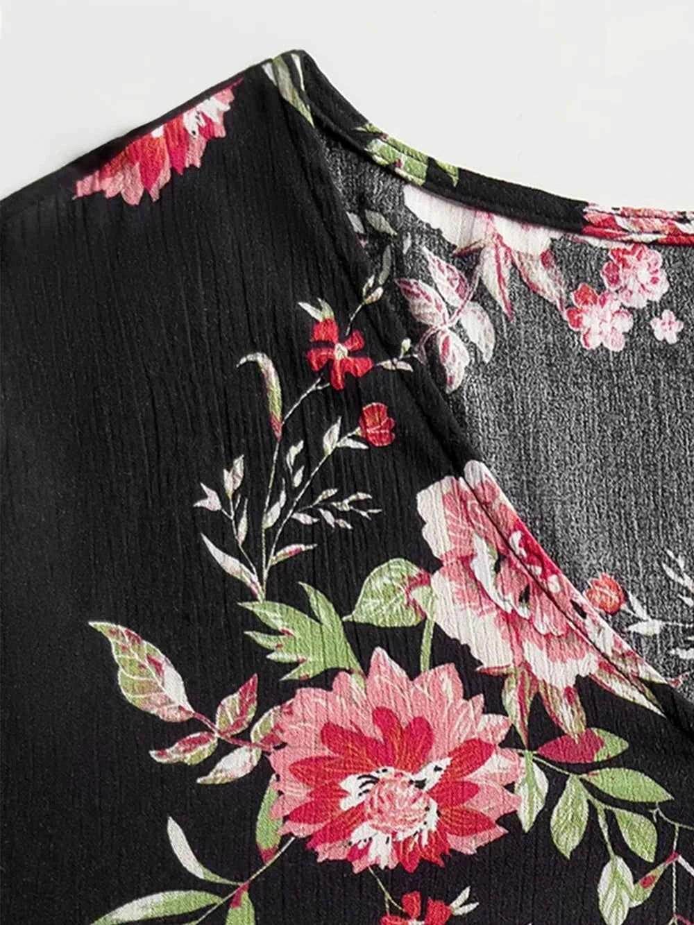 Plus Size Floral Flare Sleeve Dress women Attire by Trendsi