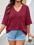 Plus Size V-Neck Ribbed Knit T-Shirt women Attire by Trendsi