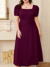 Plus Size Square Neck Puff Sleeve Midi Dress women Attire by Trendsi