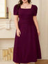 Plus Size Square Neck Puff Sleeve Midi Dress women Attire by Trendsi