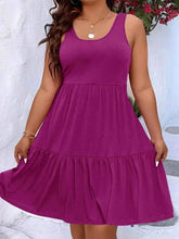 Plus Size Tiered Scoop Neck Tank Dress women Attire by Trendsi