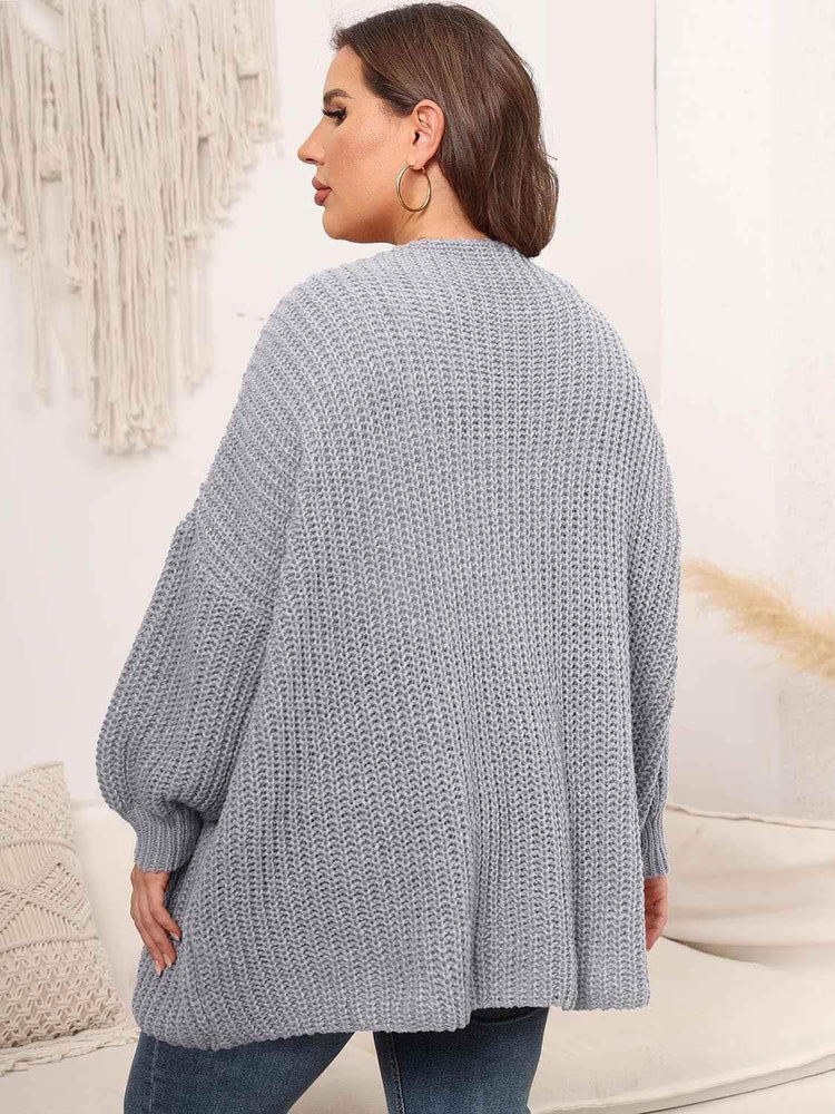 Plus Size Open Front Dropped Shoulder Knit Cardigan women Attire by Trendsi