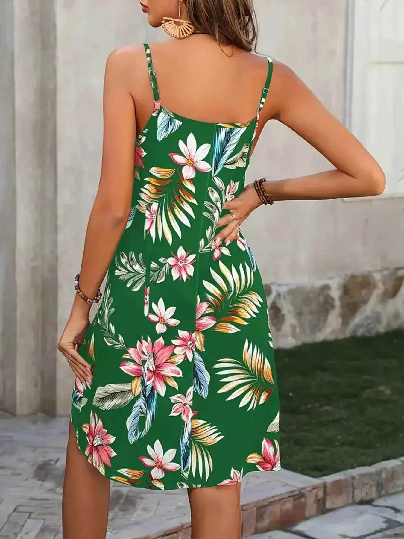 Plus Size Printed V-Neck Cami Dress women Attire by Trendsi