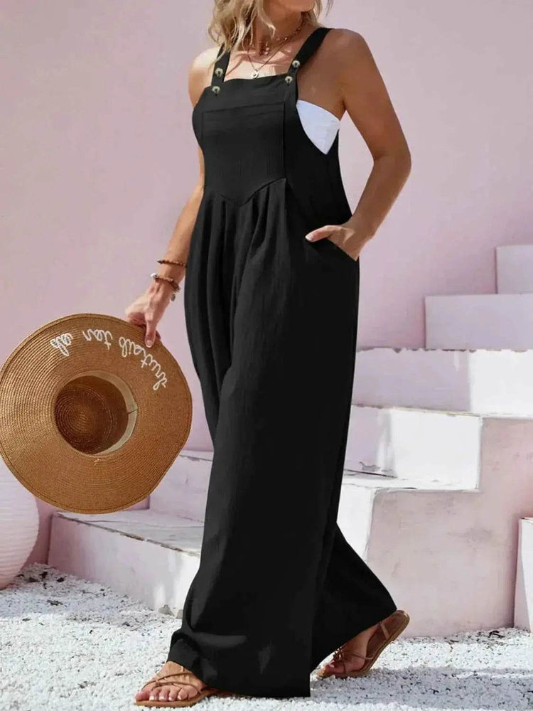 Plus Size Square Neck Wide Leg Overalls women Attire by Trendsi