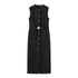 Elegant Black With Belt Women Dress O-neck Sleeveless Single Breasted Slim Female Maxi Dresses 2025 Summer New Chic Lady Robe women&