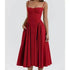 Elegant Spaghetti Strap Midi Dress Women Party Slim A Line Solid Suspender Lady Dresses New Spring Summer Fashion Sexy Vestidos women&