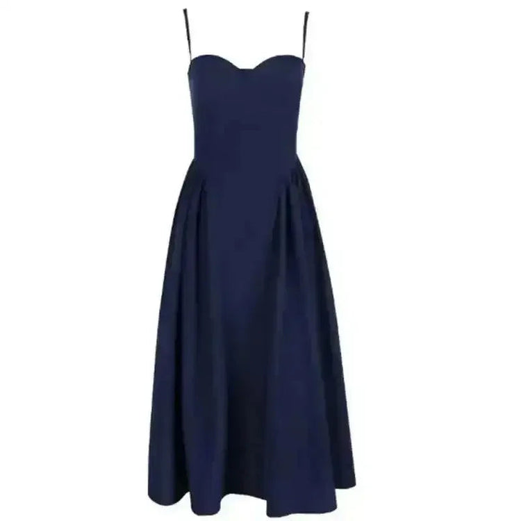 Elegant Spaghetti Strap Midi Dress Women Party Slim A Line Solid Suspender Lady Dresses New Spring Summer Fashion Sexy Vestidos women&