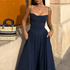 Elegant Spaghetti Strap Midi Dress Women Party Slim A Line Solid Suspender Lady Dresses New Spring Summer Fashion Sexy Vestidos women&