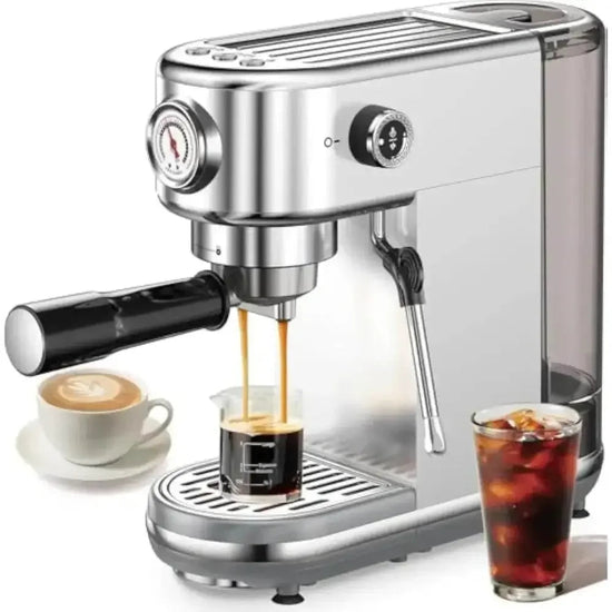 Espresso Machine with Milk Frother, 20 Bar High Pressure Professional Espresso Maker Automatic, Compact Stainless Steel Coffee Maker Espresso Machines by DSERS