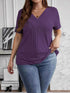 Plus Size V-Neck Short Sleeve Ribbed T-Shirt women Attire by Trendsi