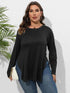 Plus Size Round Neck Long Sleeve Slit T-Shirt women Attire by Trendsi