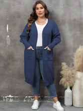 Plus Size Long Sleeve Pocketed Cardigan women Attire by Trendsi