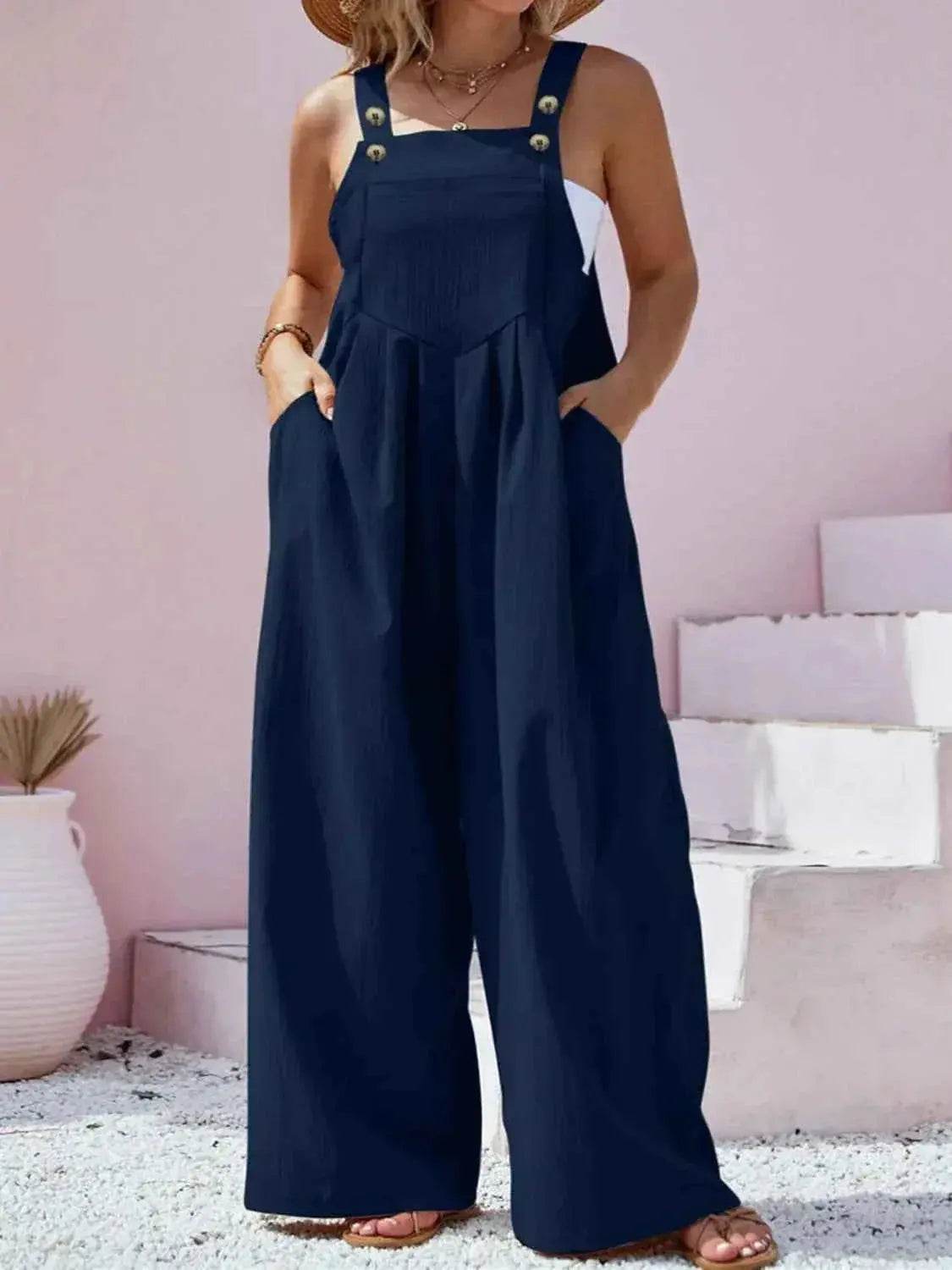 Plus Size Square Neck Wide Leg Overalls women Attire by Trendsi