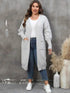 Plus Size Long Sleeve Pocketed Cardigan women Attire by Trendsi