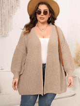 Plus Size Open Front Dropped Shoulder Knit Cardigan women Attire by Trendsi