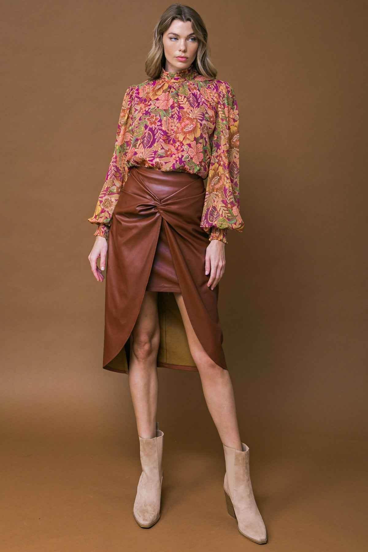 CHOOSE US LEATHER MIDI SKIRT SKIRTS by Flying Tomato