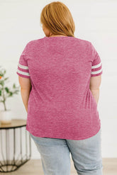 Plus Size Striped V-Neck Tee Shirt women Attire by Trendsi
