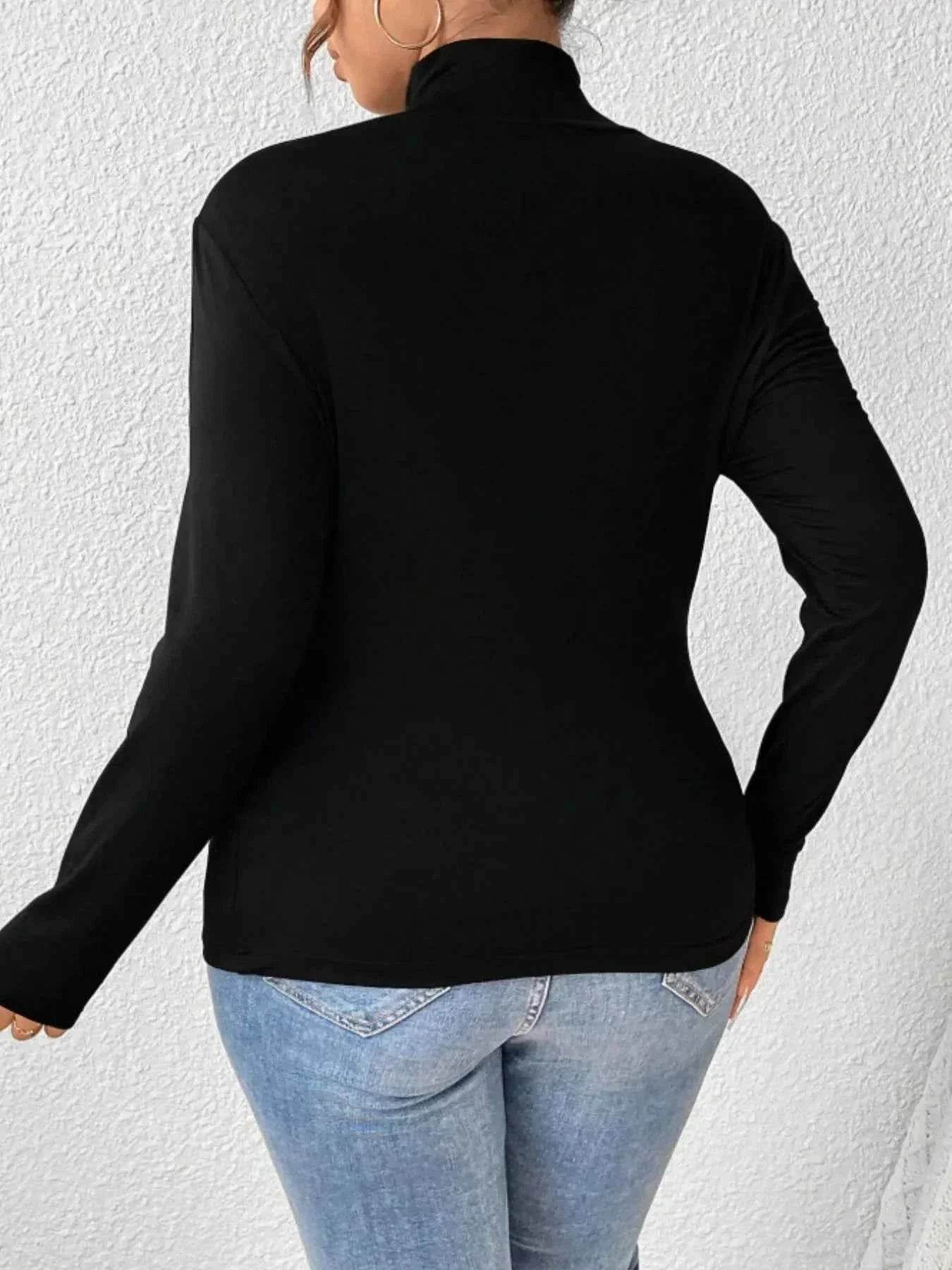 Plus Size Long Sleeve Fitted Turtleneck T-Shirt women Attire by Trendsi