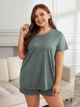 Plus Size Round Neck Short Sleeve Two-Piece Loungewear Set women Attire by Trendsi