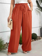 Plus Size High Waist Wide Leg Drawstring Pants women Attire by Trendsi